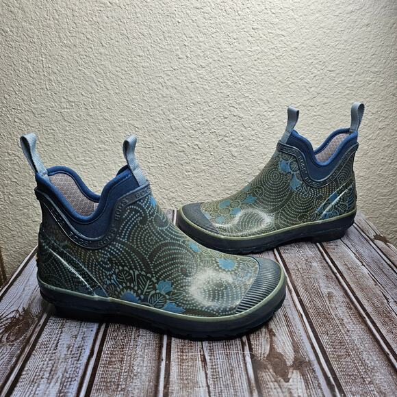 Bogs green ankle bootie waterproof garden rain slip on women size 8 Harper batik - Picture 1 of 8